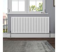 NRG Horizontal 600x1416 Oval Column Designer Radiator Central Heating Single Panel Gloss White