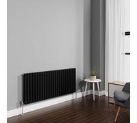 NRG 600x1416mm Black Radiator Horizontal Oval Panel Double Rad