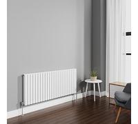 NRG 600x1416mm Gloss White Radiator Horizontal Oval Panel Double Rad