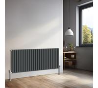 NRG 600x1416mm Horizontal Oval Double Panel Radiator Heater Anthracite