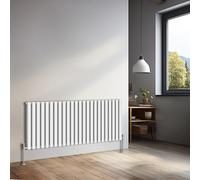 NRG 600x1416mm Horizontal Oval Double Panel Radiator Heater Gloss White