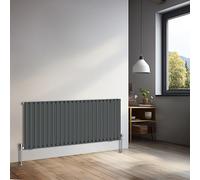 NRG 600x1416mm Horizontal Oval Single Panel Radiator Heater Anthracite