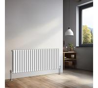 NRG 600x1416mm Horizontal Oval Single Panel Radiator Heater Gloss White