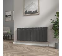 NRG 600x1428mm Black Column Designer Radiator Horizontal Single Flat Panel