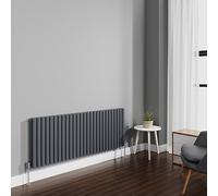 NRG 600x1593mm Anthracite Radiator Horizontal Oval Panel Double Rad
