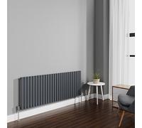NRG 600x1593mm Anthracite Radiator Horizontal Oval Panel Single Rad