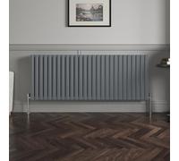 NRG 600x1593mm Horizontal Column Anthracite Double Oval Panel with Valves