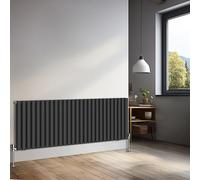 NRG 600x1593mm Horizontal Oval Double Panel Radiator Heater Column Radiator Central Heating Radiators Black