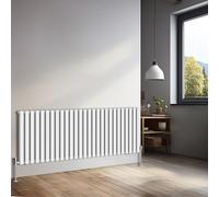 NRG 600x1593mm Horizontal Oval Double Panel Radiator Heater Gloss White