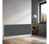NRG 600x1593mm Horizontal Oval Single Panel Radiator Heater Anthracite