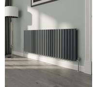 NRG 600x1593mm Oval Column Designer Radiator Double Panel Anthracite Bathroom Central Heating
