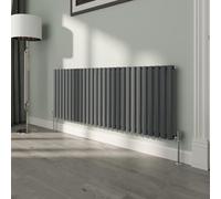 NRG 600x1593mm Oval Column Designer Radiator Single Panel Anthracite Bathroom Central Heating