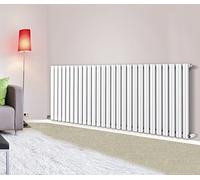 NRG 600x1593mm White Column Designer Radiator Bathroom Central Heating Horizontal Single Oval Panel Perfect for Bathrooms Hallway Kitchen Living Room 15 Year Guarantee