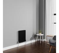 NRG 600x413mm Black Radiator Horizontal Oval Panel Bathroom Double Rad