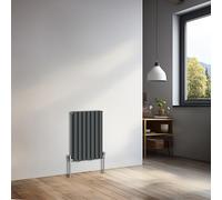 NRG 600x413mm Horizontal Oval Double Panel Radiator Heater Anthracite