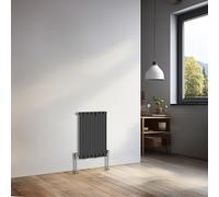 NRG 600x413mm Horizontal Oval Single Panel Radiator Heater Black