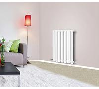 NRG 600x413mm Horizontal Single Oval Panel Column Designer White Bathroom Central Heating Radiator 15 Year Guarantee