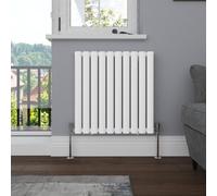 NRG Horizontal Oval Column Radiator 600x590mm Single Panel White | Modern Radiator, Energy Efficientt, Radiator Wall Mounted, High Heat Output, for Living Room, Bedroom, Kitchen