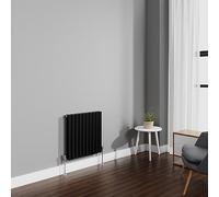 NRG 600x590mm Black Radiator Horizontal Oval Panel Bathroom Double Rad Rad