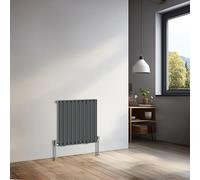 NRG 600x590mm Horizontal Oval Single Panel Radiator Heater Anthracite