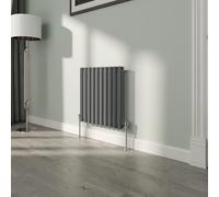 NRG 600x590mm Oval Column Designer Radiator Single Panel Anthracite Bathroom Central Heating