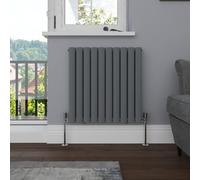 NRG 600x590mm Oval Column Radiator Central Heating Double Panel Anthracite