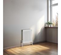 NRG 600x605 Cast Iron Horizontal Radiator Gloss White 2 Column Central Heating Rads