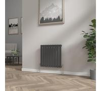 NRG 600x612 mm Black Column Designer Radiator Horizontal Single Flat Panel