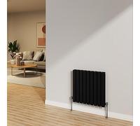 NRG 600x612mm Black Radiator Horizontal Flat Panel Double Radiator