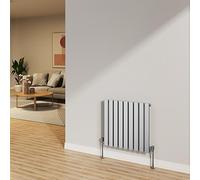 NRG 600x612mm Chrome Radiator Horizontal Flat Panel Bathroom Designer Single Rad Central Heating