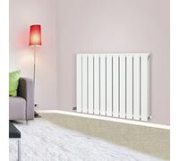 NRG 600x748 mm Gloss White Column Designer Radiator Horizontal Double Flat Panel for Bathroom Living Room and Kitchen