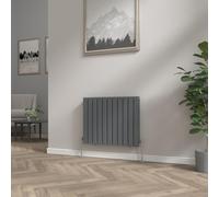 NRG 600x748mm Anthracite Column Designer Radiator Double Flat Panel