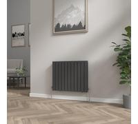 NRG 600x748mm Black Column Designer Radiator Horizontal Double Flat Panel | Central Heating Rad, Mild Steel, Modern Radiator, Triple Layered Finish, for Bathroom, Kitchen, Living Room