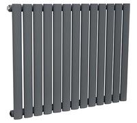 NRG 600x767mm Anthracite Horizontal Oval Single Panel Radiator with Valves | Central Heating Rad, Space Saving, Heater Interior, Modern Radiator, High Heat Output, Wall Radiator, for Living Room, Home
