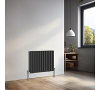 NRG 600x767mm Horizontal Oval Double Panel Radiator Heater Column Radiator Central Heating Premium Black