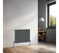NRG 600x767mm Horizontal Oval Single Panel Radiator Heater Anthracite