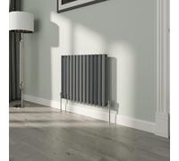 NRG 600x767mm Oval Column Designer Radiator Single Panel Anthracite Bathroom Central Heating