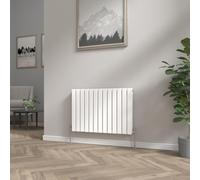 NRG 600x884 mm Gloss White Column Designer Radiator Horizontal Double Flat Panel