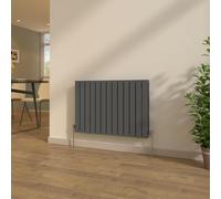NRG 600x884mm Anthracite Horizontal Designer Radiator Central Heating Flat Panel Double Column + Free Angled Valves