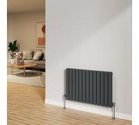 NRG 600x884mm Anthracite Radiator Horizontal Flat Panel Bathroom Designer Double Rad Central Heating