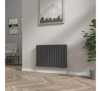 NRG 600x884mm Black Column Designer Radiator Horizontal Double Flat Panel