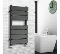 NRG 650 x 400 mm Anthracite Bathroom Flat Panel Heated Towel Rail Ladder Radiator Central Heating Towel Warmer + One Pair of Free Angle Valves