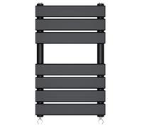 NRG 650x400mm Designer Flat Panel Heated Towel Rail Black Bathroom Radiator | Steel, Modern Radiator, Contemporary, Bathroom Radiator Towel Rail, Rectangular, Wall Mounted, Larger Water Capacity