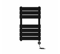 NRG 650x400mm Prefilled Flat Panel Electric Heated Towel Rail Black 400W