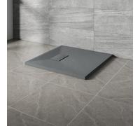 NRG 700x700mm SMC Square Shower Tray Anthracite Slip-Resistance Bathroom Shower Base Easy to Clean