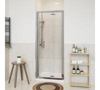 NRG 760 x 1900mm Bathroom Bi- Fold Shower Door Shower Enclosures Chrome Framed 6mm Glass