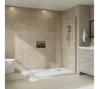 NRG 760 x 1950mm Bathroom Wet Room Screen Panel 8mm Easy Clean Glass Chrome Framed Walk in Shower Enclosure
