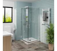 NRG 760 x 760mm Square Corner Entry Shower Enclosure with Double Sliding Doors for Bathroom Enclosure Cubicle