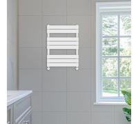 NRG 800 x 600 mm Designer Flat Panel Heated Towel Radiators Rail Gloss White Bathroom Radiator