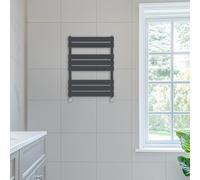 NRG 800 x 600 mm Designer Flat Panel Heated Towel Rail Radiator Anthracite Bathroom Radiator
